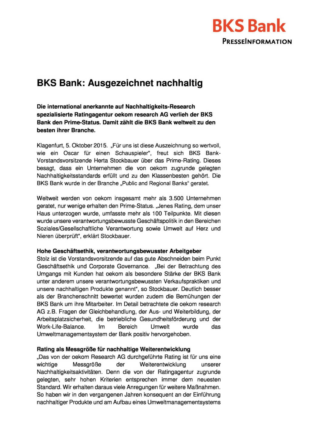 BKS Bank prime bei &Ouml;KOM-Rating , Seite 1/2, komplettes Dokument unter http://boerse-social.com/static/uploads/file_403_bks_bank_prime_bei_okom-rating.pdf