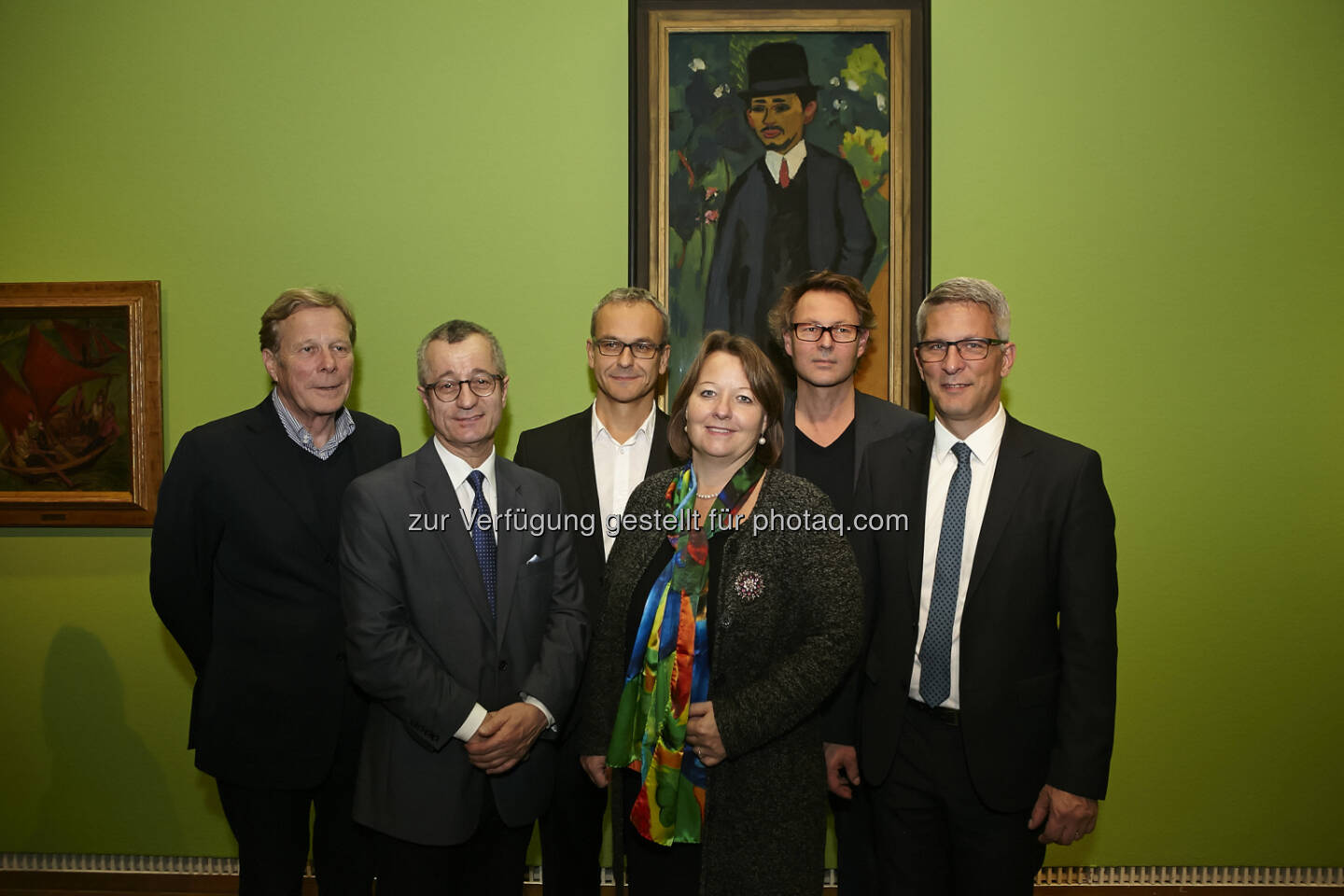 Otto Letze (Herausg. Ausstellungskataloges), Tayfun Belgin (Dir. Osthaus Museum Hagen), Ivan Ristić (Kurator Ausstellung Leopold Museum), Gabriele Langer (Kaufm. Dir. Leopold Museum), Hans-Peter Wipplinger (Museologischer Dir. Leopold Museum), Erik O. Schulz (Oberbürgermeister Stadt Hagen) : Leopold Museum eröffnet „Farbenrausch“ : Deutsche Expressionisten aus dem Osthaus Museum Hagen zu Gast in Wien : Fotocredit: Leopold Museum/APA-Fotoservice/Roßboth