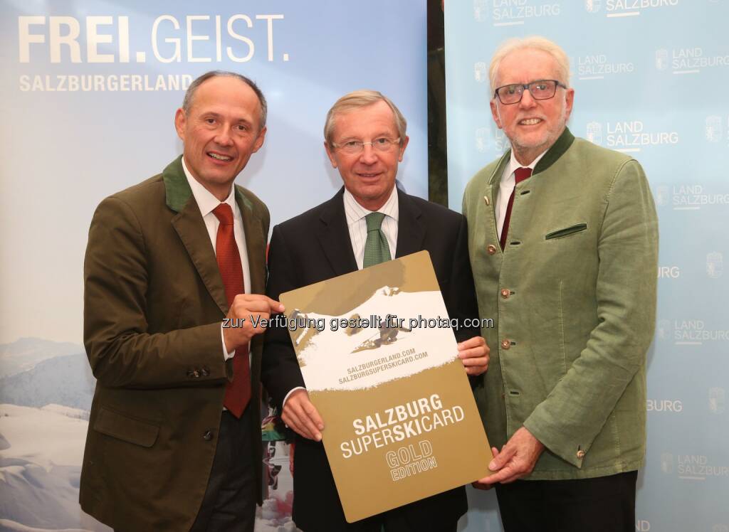 Leo Bauernberger (Sltg Geschäftsführer), LH Wilfried Haslauer, Ferdinand Eder (Obmann  Salzburger Seilbahnwirtschaft) : Optimistischer Start in den Winter 2015/16 : Salzburgs Tourismus blickt auf einen Rekordsommer zurück: Nach einer neuerlichen Steigerung der Nächtigungen startet man optimistisch in den Winter 2015/16 :  Fotocredit: Franz Neumayr/SalzburgerLand Tourismus GmbH, © Aussender (13.10.2015) 