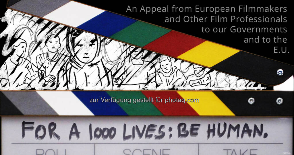 For A Thousand Lives: Be Human. : Filmstars treffen auf EU-Spitzenvertreter Schulz und Timmermans, um ihre Stimme für Flüchtlinge zu erheben : Eine Delegation wird die Forderungen des Appells vorbringen, der von über 5,500 Filmschaffenden unterzeichnet wurde : Fotocredit: For A Thousand Lives/Nic, © Aussender (20.10.2015) 