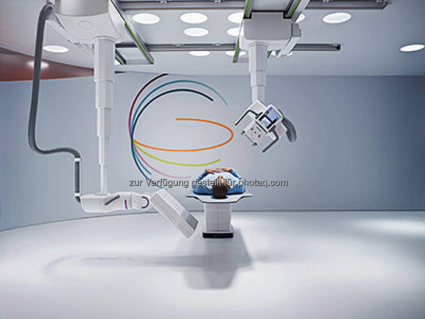 Siemens Healthcare präsentiert erstes Roboter-basiertes Röntgenssystem : Multitom Rax begründet eine neue Kategorie in der medizinischen Bildgebung dank verschiedenster Untersuchungsmöglichkeiten in Radiographie, Orthopädie, Angiographie, Fluoroskopie und zur Bildgebung in der Notfallmedizin : Roboterarme für exakte Positionierung von Röhre und Detektor, die erstmals 3D-Röntgenaufnahmen aller Körperregionen unter natürlicher Gewichtsbelastung möglich machen : © Siemens AG
