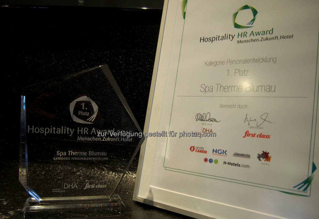 Hospitality HR Award 2015 : Platz 1. für das Rogner Bad Blumau beim Hospitality HR Award 2015 : Fotocredit : Rogner Bad Blumau, © Aussendung (03.11.2015) 