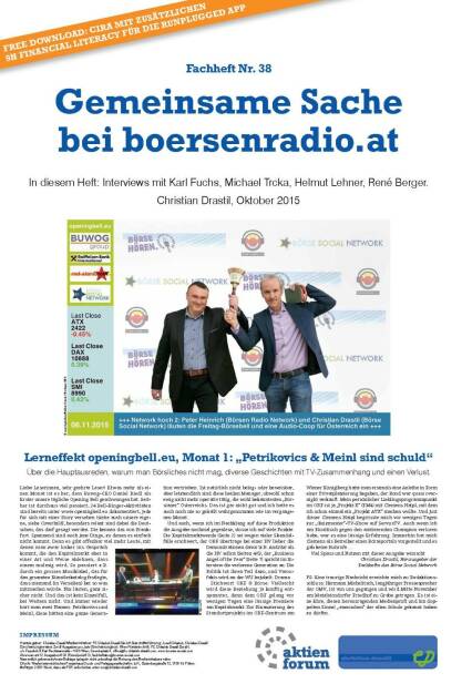 Fachheft 38 Cover - Gemeinsame Sache bei boersenradio.at (06.11.2015) 