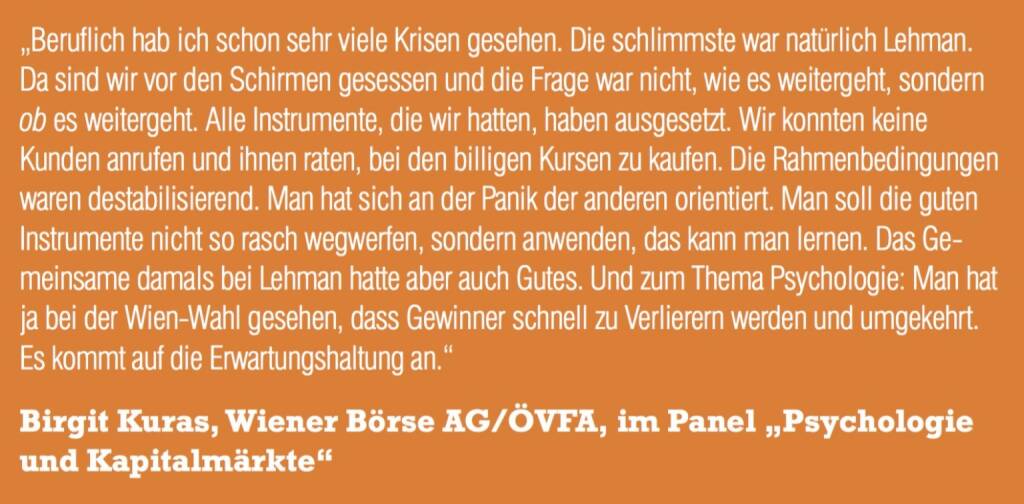 Birgit Kuras, Wiener Börse AG/ÖVFA, im Panel „Psychologie und Kapitalmärkte“ (06.11.2015) 