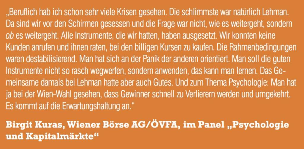 Birgit Kuras, Wiener Börse AG/ÖVFA, im Panel „Psychologie und Kapitalmärkte“ (06.11.2015) 