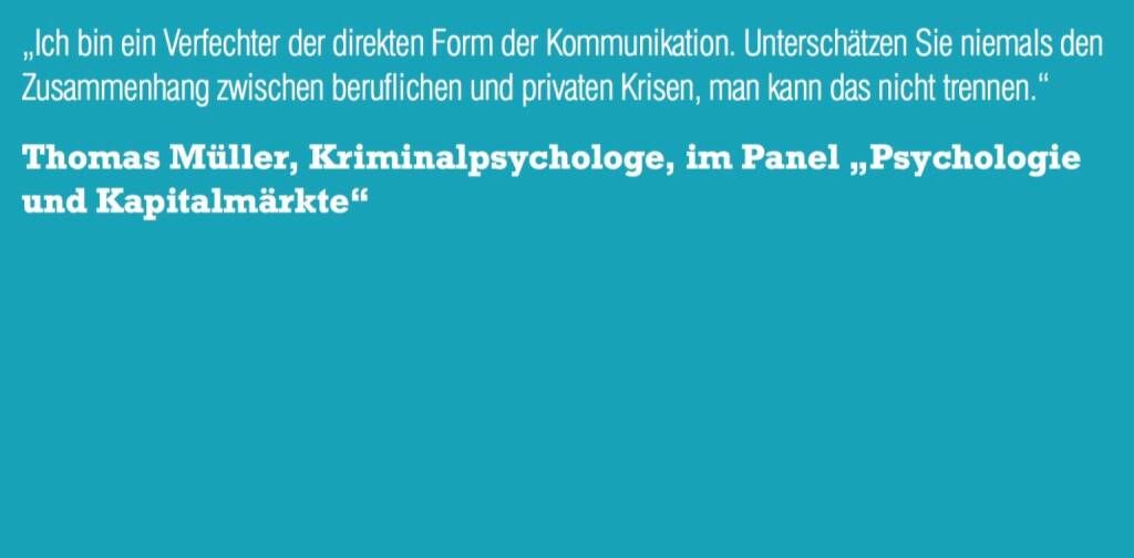 Thomas Müller, Kriminalpsychologe, im Panel „Psychologie und Kapitalmärkte“ (06.11.2015) 