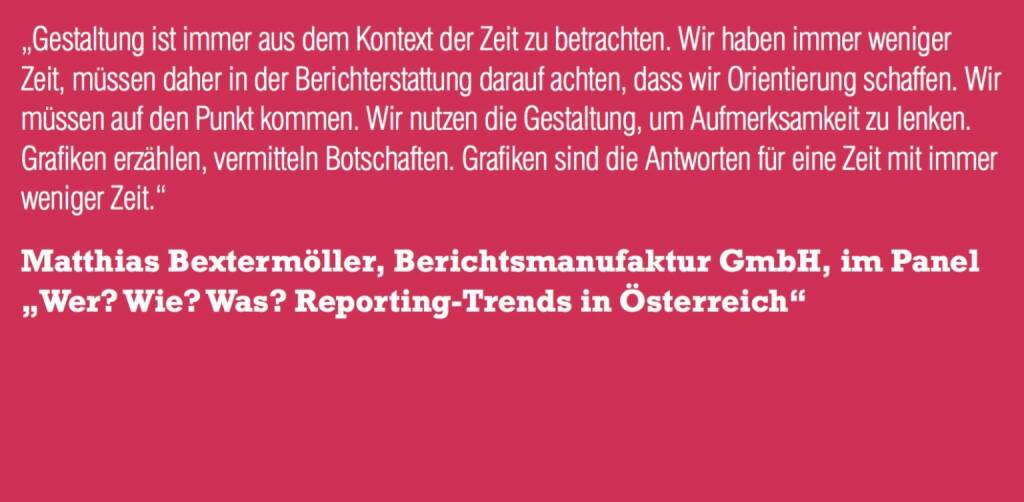 Matthias Bextermöller, Berichtsmanufaktur GmbH, im Panel „Wer? Wie? Was? Reporting-Trends in Österreich“ (06.11.2015) 