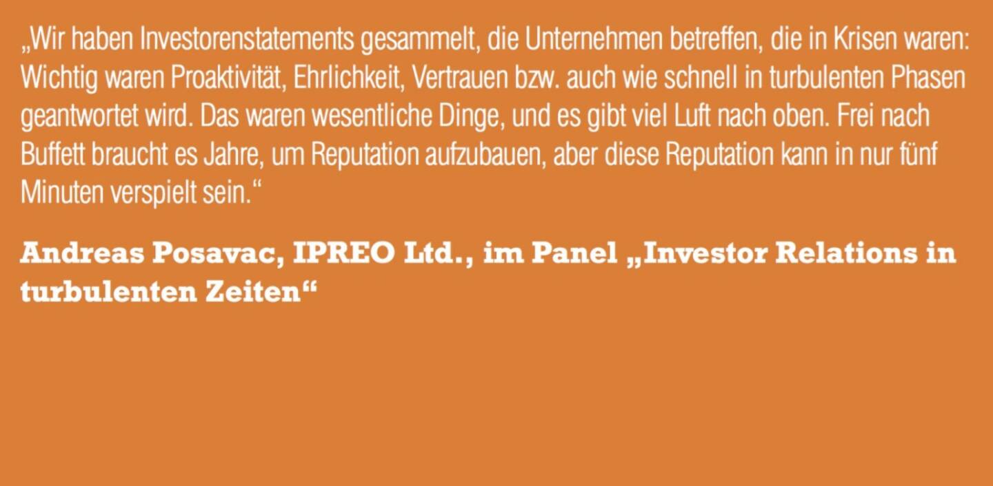 Andreas Posavac, IPREO Ltd., im Panel „Investor Relations in turbulenten Zeiten“