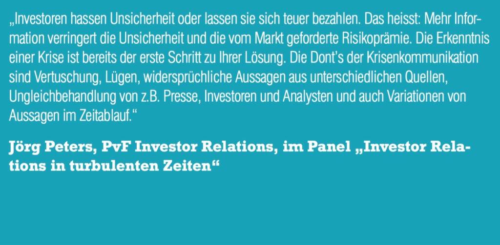 Jörg Peters, PvF Investor Relations, im Panel „Investor Relations in turbulenten Zeiten“ (06.11.2015) 