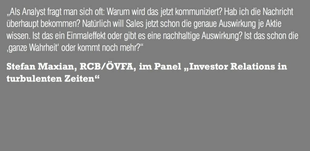 Stefan Maxian, RCB/ÖVFA, im Panel „Investor Relations in turbulenten Zeiten“ (06.11.2015) 