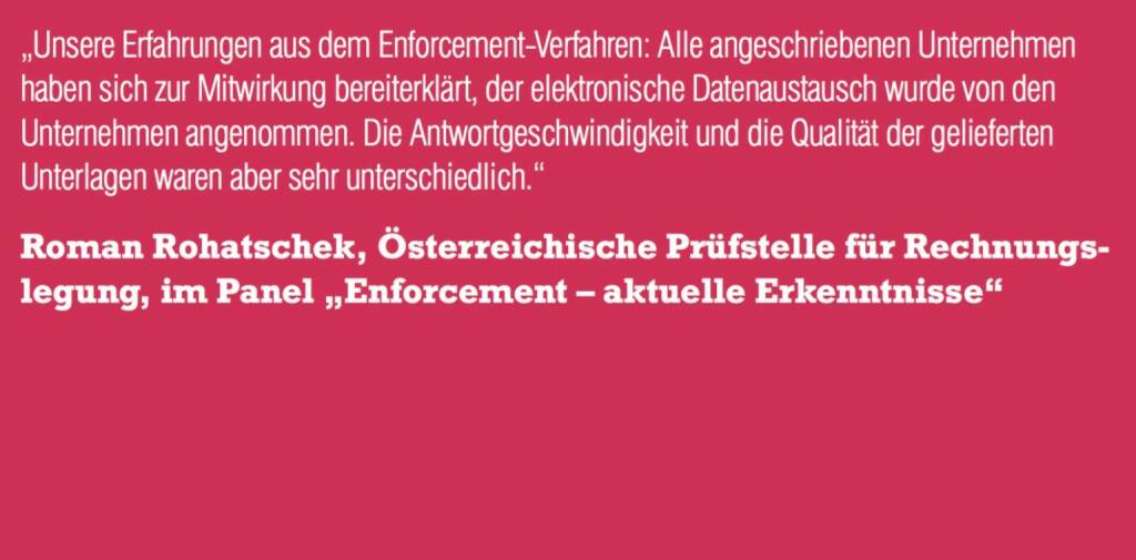 Roman Rohatschek, Österreichische Prüfstelle für Rechnungslegung, im Panel „Enforcement – aktuelle Erkenntnisse“ (06.11.2015) 