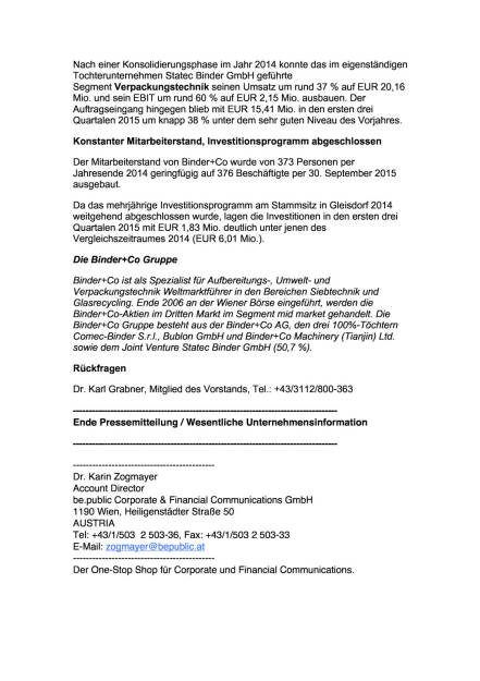 Binder+Co Gruppe Q1–3/2015, Seite 2/2, komplettes Dokument unter http://boerse-social.com/static/uploads/file_466_binderco_gruppe_q132015.pdf (11.11.2015) 