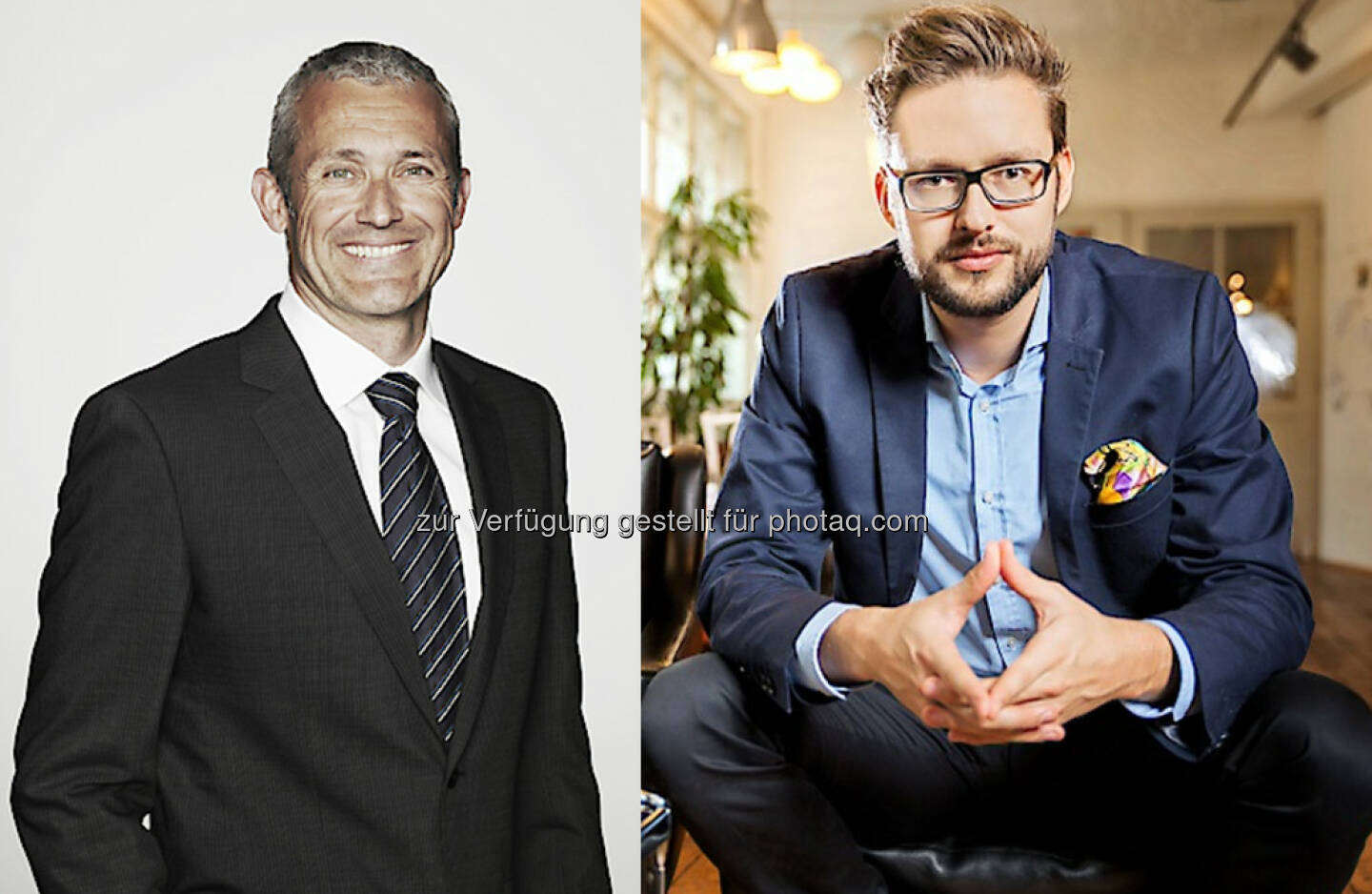 Renato Profico (CEO JobCloud : Fotocredit: JobCloud AG), Arnim Wahls (CEO  firstbird : Fotocredit: firstbird) : Neue Partnerschaft auf dem Schweizer Recruiting-Markt : Der größte Schweizer Online-Stellenmarkt jobs.ch startet eine Kooperation mit dem Wiener Start-up firstbird, der digitalen Empfehlungsplattform