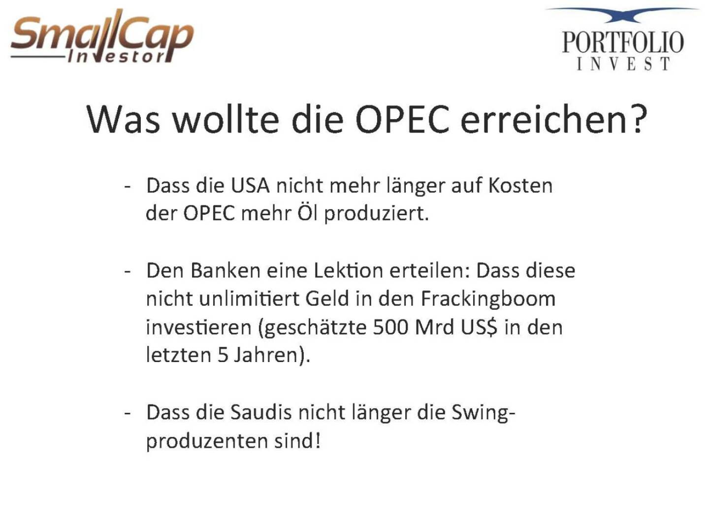 Was wollte die OPEC erreichen?