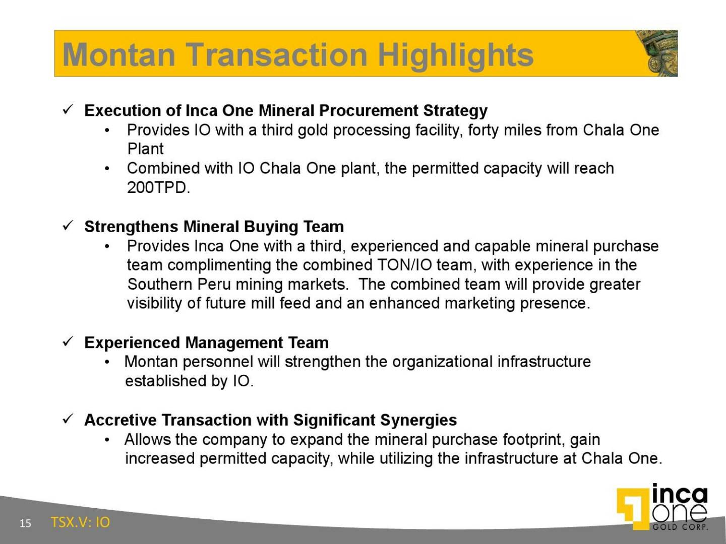 Montan Transaction Highlights
