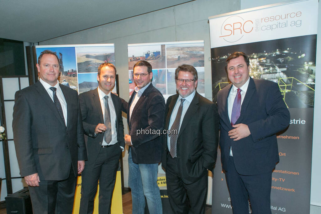 Bill Howald (Rye Patch Gold), Joe Brunner (SmallCap Investor), Björn Paffrath (Fund adviser), George Moen (Inca One), Jochen Staiger (Swiss Resource Capital AG), 2nd Vienna Gold & Silver Night , © Martina Draper/photaq (12.11.2015) 