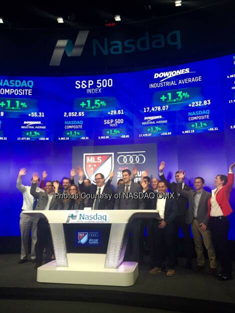 Great to have @MLS here to ring the #Nasdaq closing bell! #MLSCupPlayoffs  Source: http://facebook.com/NASDAQ (17.11.2015) 