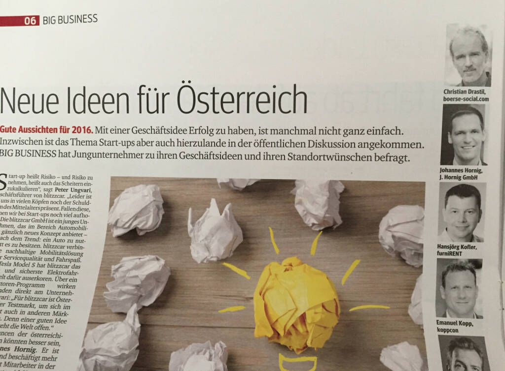 Als grauhaariger Jungunternehmer im Kurier vom 19.11. mit boerse-social.com und runplugged.com (19.11.2015) 