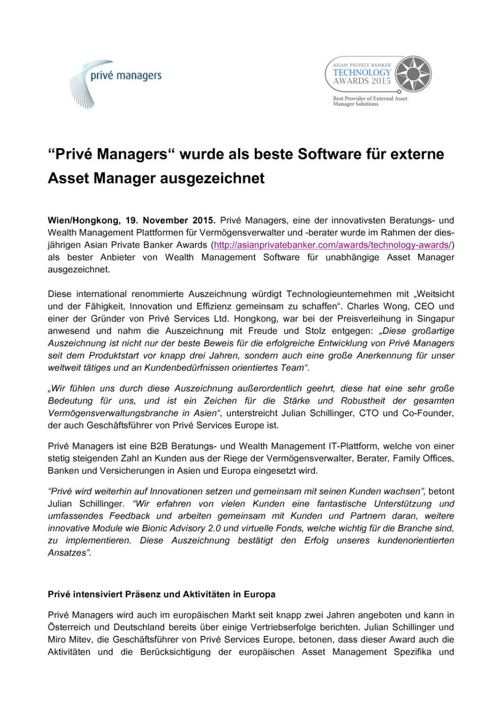 Prive Managers als beste Software für externe Asset Manager prämiert, Seite 1/2, komplettes Dokument unter http://boerse-social.com/static/uploads/file_486_prive_managers_als_beste_software_fur_externe_asset_manager_pramiert.pdf