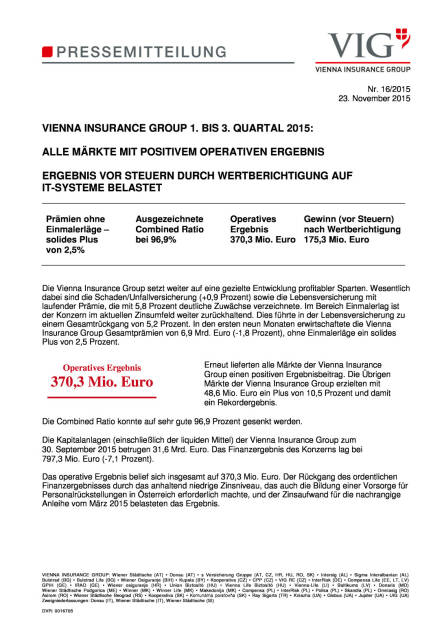Vienna Insurance Group 1. bis 3. Quartal 2015, Seite 1/5, komplettes Dokument unter http://boerse-social.com/static/uploads/file_488_vienna_insurance_group_1_bis_3_quartal_2015.pdf (24.11.2015) 
