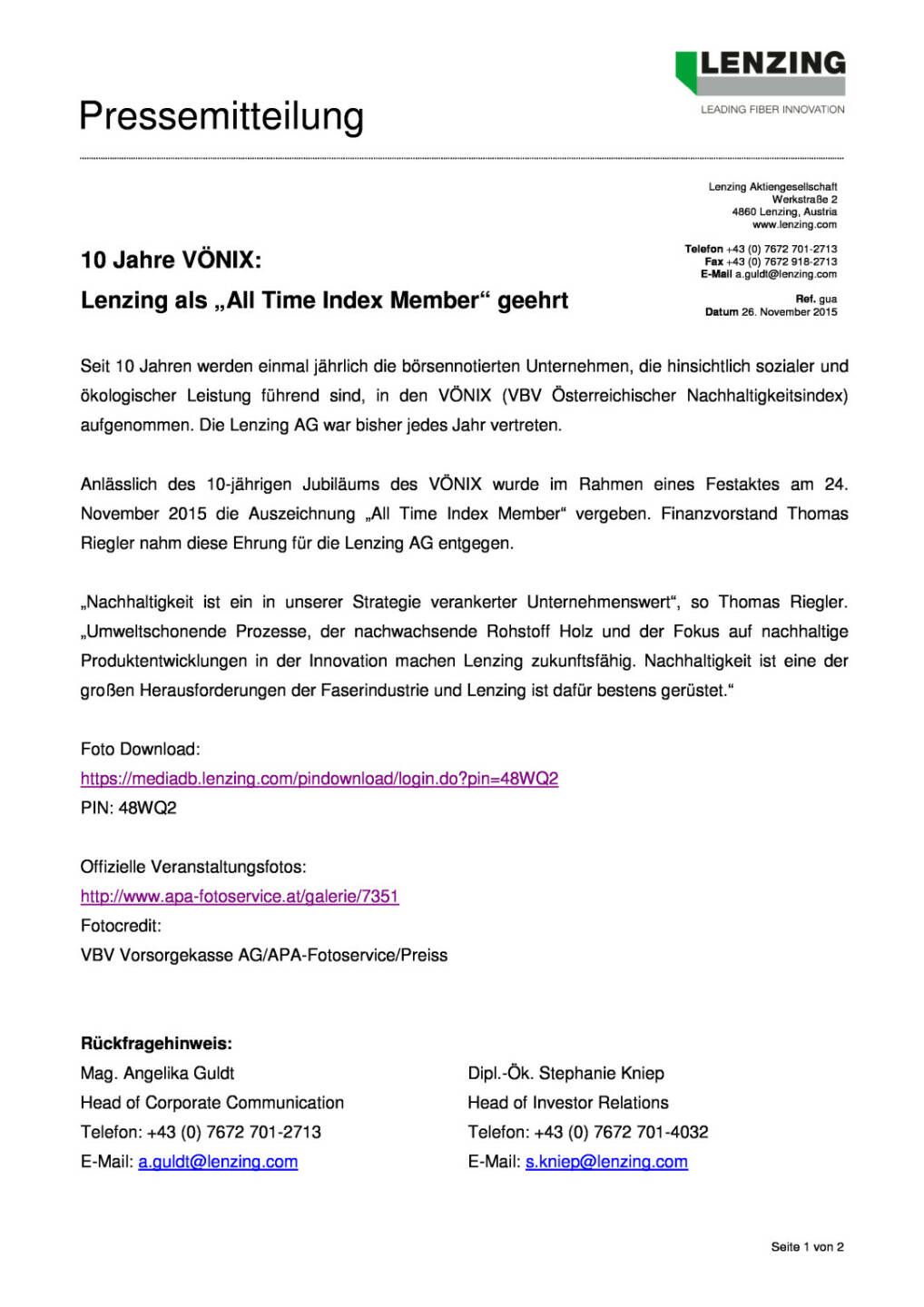 10 Jahre V&ouml;nix: Lenzing als &bdquo;All Time Index Member&ldquo; geehrt, Seite 1/2, komplettes Dokument unter http://boerse-social.com/static/uploads/file_492_10_jahre_vonix_lenzing_als_all_time_index_member_geehrt.pdf