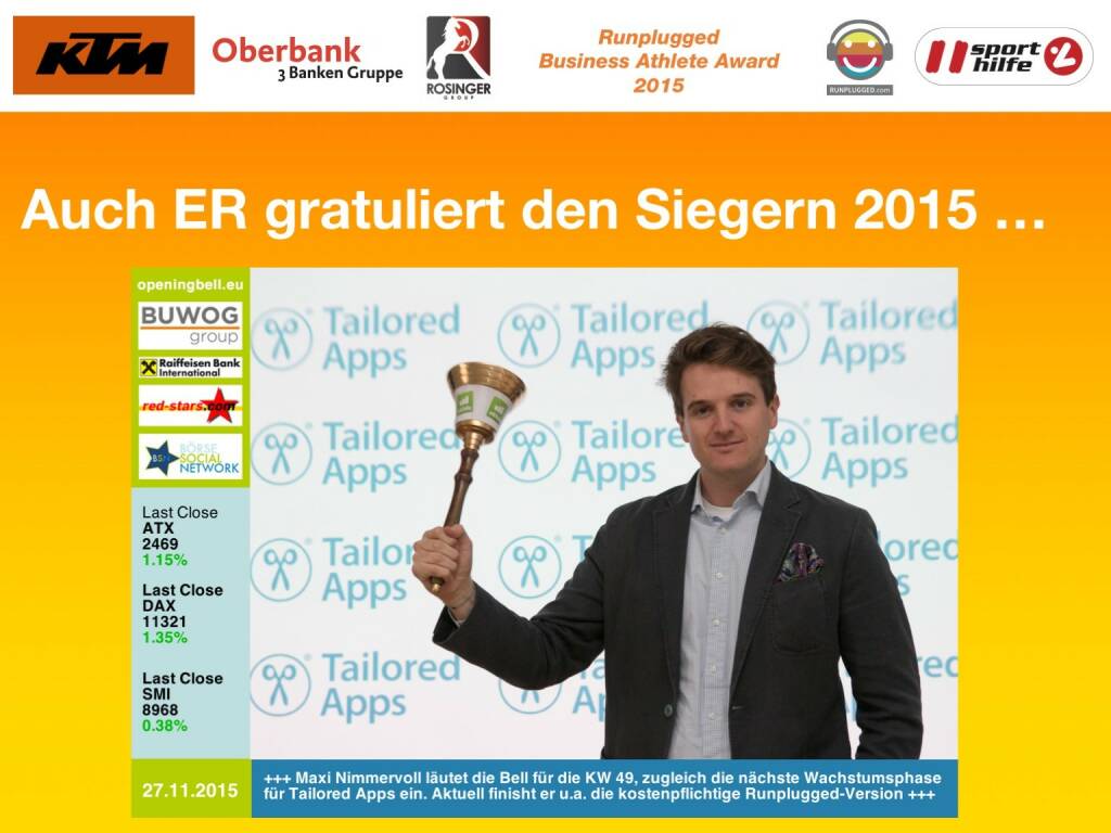 Auch ER gratuliert den Siegern 2015 … (01.12.2015) 