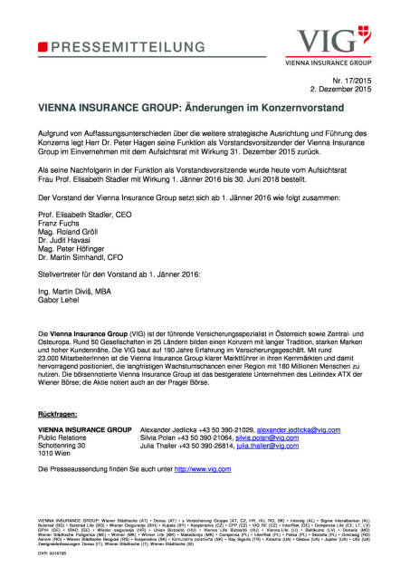 VIG: Elisabeth Stadler folgt Peter Hagen als CEO nach, Seite 1/1, komplettes Dokument unter http://boerse-social.com/static/uploads/file_505_vig_elisabeth_stadler_folgt_peter_hagen_als_ceo_nach.pdf (03.12.2015) 
