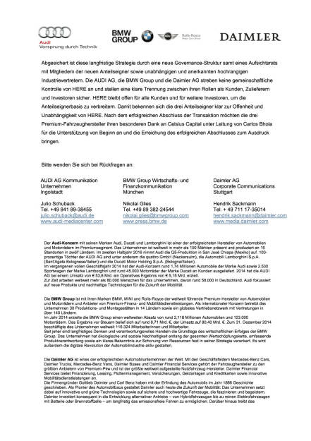 Audi, BMW Group und Daimler AG schließen Kauf von Here erfolgreich ab, Seite 3/4, komplettes Dokument unter http://boerse-social.com/static/uploads/file_509_audi_bmw_group_und_daimler_ag_schliessen_kauf_von_here_erfolgreich_ab.pdf (07.12.2015) 