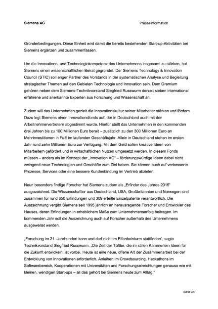 Siemens steigert Investitionen für Forschung und Entwicklung , Seite 2/4, komplettes Dokument unter http://boerse-social.com/static/uploads/file_514_siemens_steigert_investitionen_für_forschung_und_entwicklung.pdf (09.12.2015) 