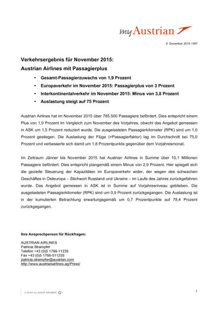 Austrian Airlines Verkehrsergebnis 11/2015, Seite 1/2, komplettes Dokument unter http://boerse-social.com/static/uploads/file_517_austrian_airlines_verkehrsergebnis_112015.pdf (09.12.2015) 