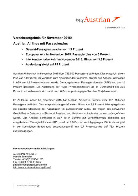 Austrian Airlines Verkehrsergebnis 11/2015, Seite 1/2, komplettes Dokument unter http://boerse-social.com/static/uploads/file_517_austrian_airlines_verkehrsergebnis_112015.pdf (09.12.2015) 