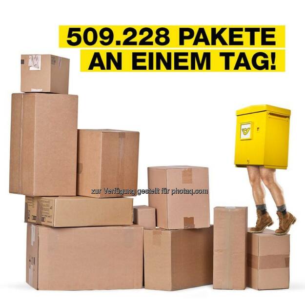 Österreichische Post: Ein neuer Weihnachts-Rekord: 509.228 Pakete wurden an einem einzigen Dezembertag zugestellt. DANKE an unsere MitarbeiterInnen für diesen tollen Einsatz!!!  Source: http://facebook.com/unserepost (20.12.2015) 