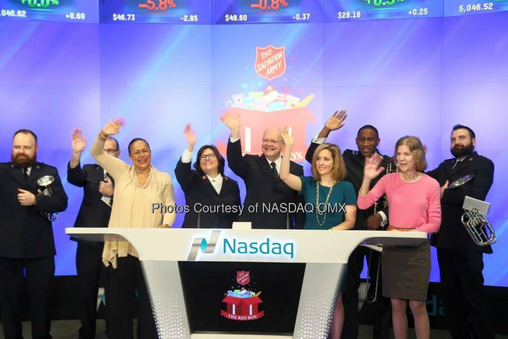 The Salvation Army USA rings the Nasdaq Opening Bell!   Source: http://facebook.com/NASDAQ (25.12.2015) 