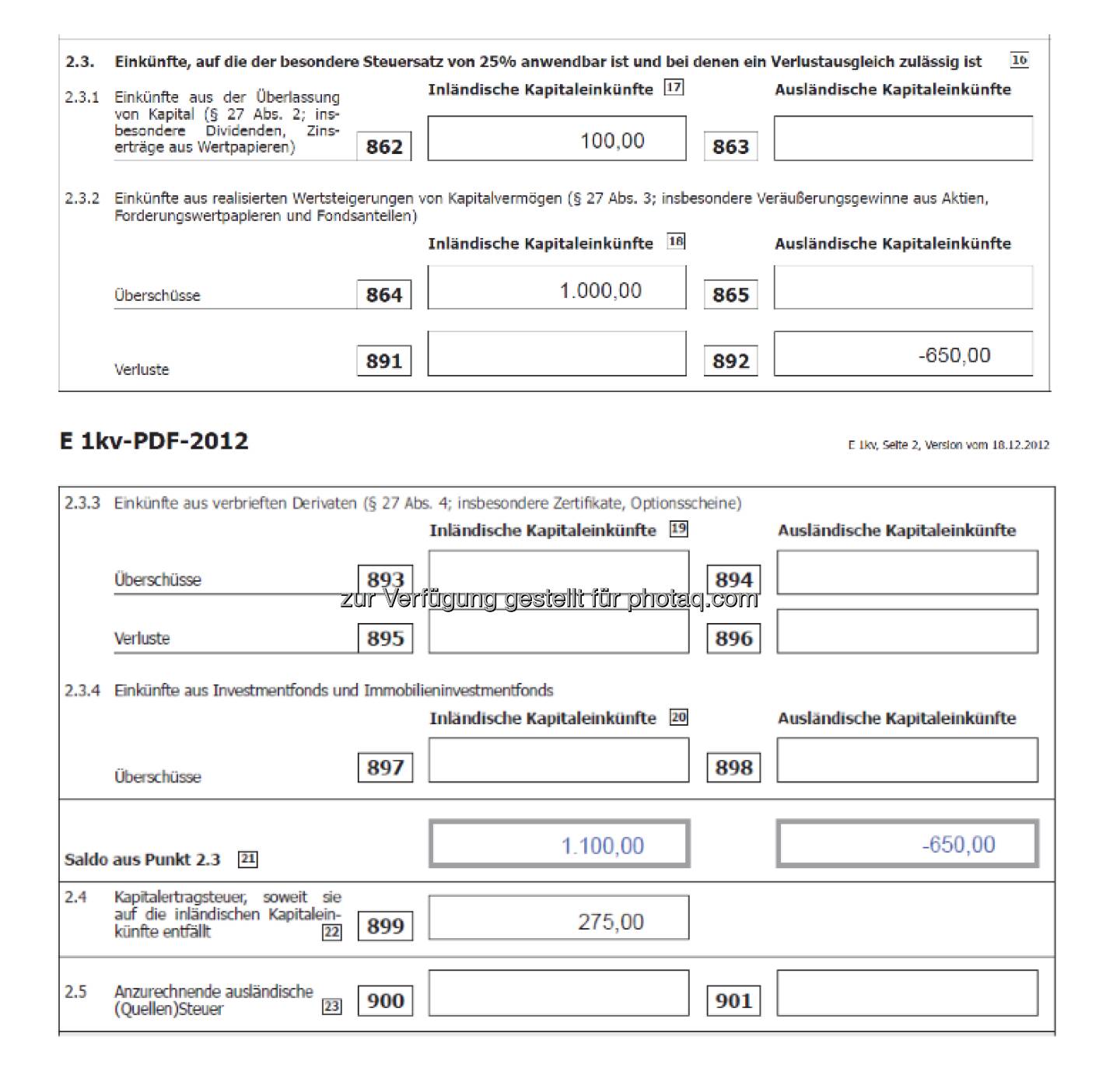 Deloitte: Das Steuerformal E1 kv-2012 anhand eines Bespiels, siehe http://www.christian-drastil.com/2013/03/31/drastil-fragt-privatpersonen-und-kapitalvermogen-wie-funktioniert-das-neue-steuerformular-e1-kv-2012/