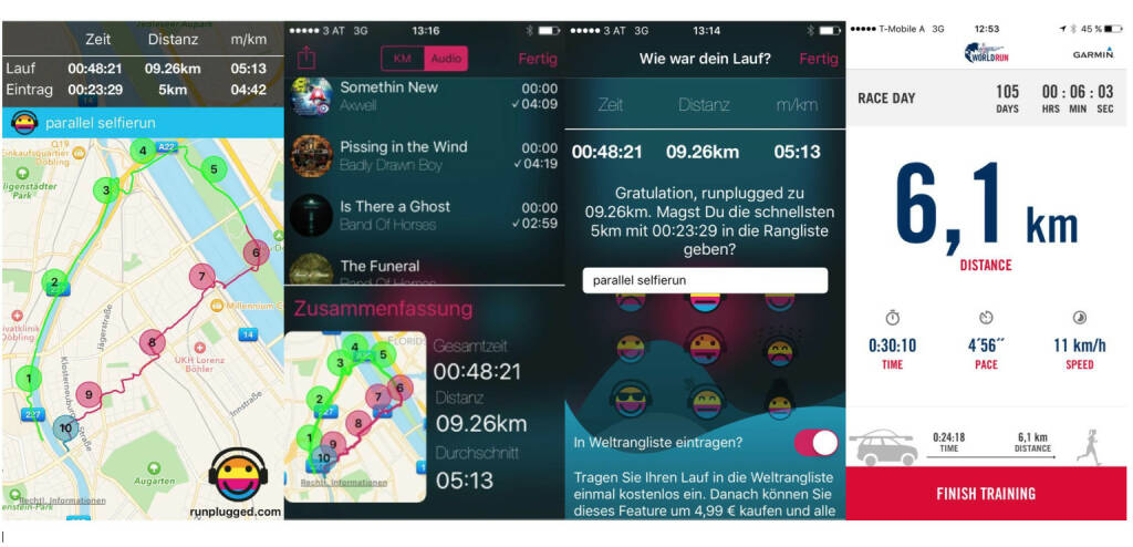 3x http://www.runplugged.com/app und 1x Selfie Run App des Wings For Life World Run (24.01.2016) 