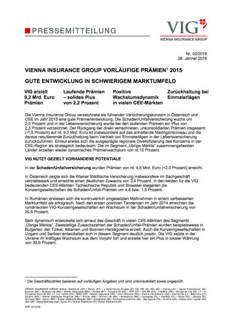 Vienna Insurance Group Prämienentwicklung, Seite 1/5, komplettes Dokument unter http://boerse-social.com/static/uploads/file_564_vienna_insurance_group_pramienentwicklung.pdf (26.01.2016) 