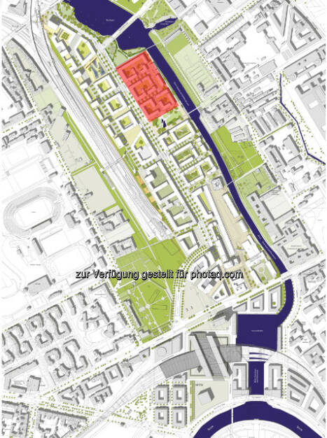 Europacity - Lageplan mit Kennzeichnung der verkauften Flächen : CA Immo hat in der Berliner Europacity acht Baufelder mit einer Grundstücksgröße von insgesamt rd. 25.000 m² verkauft : Käufer ist ein Joint Venture von Benson Elliot und Kauri CAB Development : Insgesamt erlauben die Baufelder die Errichtung von ca. 70.000 m² Geschossfläche : Entstehen soll ein urbaner Nutzungsmix aus Wohnen, Einzelhandel, Restaurants und Büros : © CA Immo, © Aussendung (27.01.2016) 