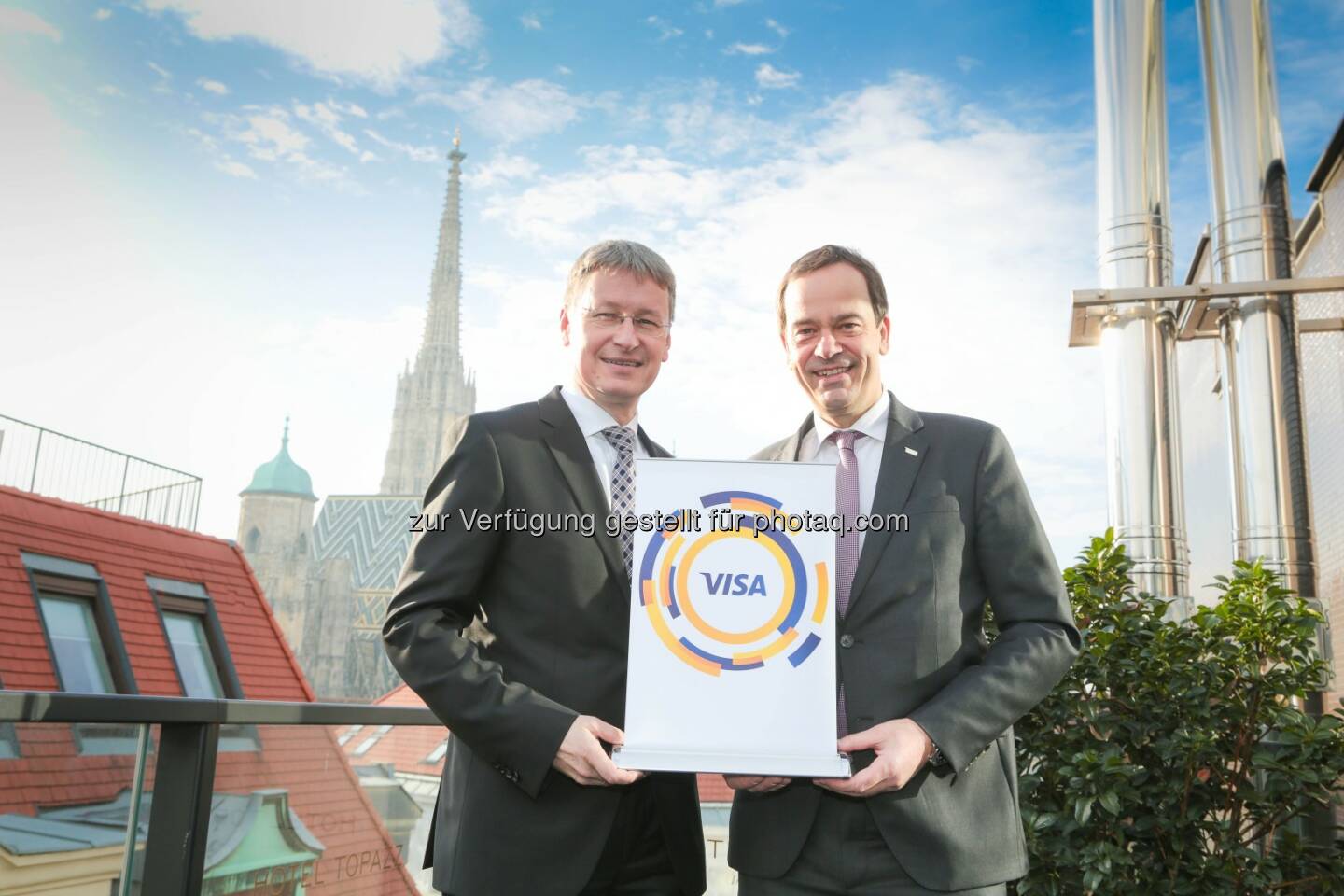 Kurt Trojner, Albrecht Kiel : Visa Europe : Umsatz in Europa um 25 Prozent gestiegen – 6,9 Mrd. Euro in Österreich mit Visa Karte bezahlt : Fotocredit: Visa Europe/APA-Fotoservice/Tanzer