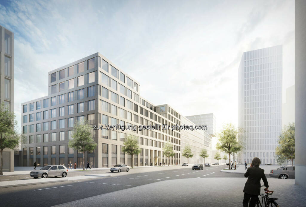 Visualisierung des geplanten Gebäudes, Europacity Berlin : CA Immo realisiert weiteres Bürogebäude in Berlin : Hierzu hat das Unternehmen nun einen Vertrag über rund 70 % der Büroflächen mit der ABDA - Bundesvereinigung Deutscher Apothekerverbände geschlossen : Das Investitionsvolumen von CA Immo für diese Immobilie liegt bei rund 35 Mio. Euro : © CA Immo, © Aussendung (29.01.2016) 