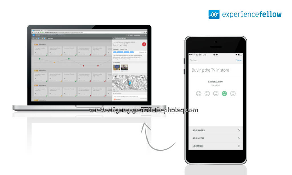 Österreichisches Start-up ExperienceFellow startet durch : ExperienceFellow bietet eine kostenlose App für den Kunden sowie ein Software-Analysetool für Unternehmen und Forschungseinrichtungen, welche ihre Kunden besser verstehen und ihre Produkte und Services systematisch optimieren möchten : Fotocredit: ExperienceFellow GmbH, © Aussender (01.02.2016) 