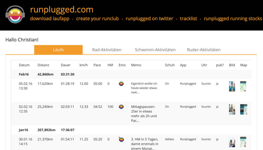 2. Februar-Eintrag unter http://www.runplugged.com/runkit am 5.2.- 17,6 km laufen (05.02.2016) 