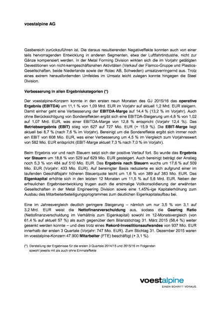 voestalpine: Finanzergebnisse 3. Quartals 2015/16 , Seite 2/3, komplettes Dokument unter http://boerse-social.com/static/uploads/file_619_voestalpine_finanzergebnisse_3_quartals_201516.pdf (10.02.2016) 