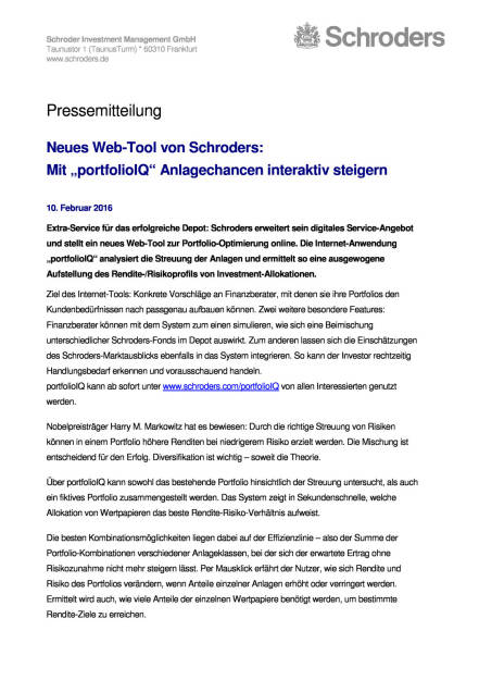 Neues Web-Tool von Schroders, Seite 1/2, komplettes Dokument unter http://boerse-social.com/static/uploads/file_622_neues_web-tool_von_schroders.pdf (10.02.2016) 