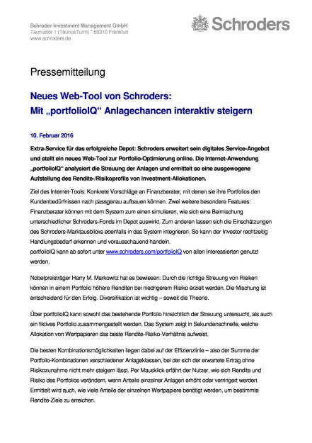Neues Web-Tool von Schroders, Seite 1/2, komplettes Dokument unter http://boerse-social.com/static/uploads/file_622_neues_web-tool_von_schroders.pdf (10.02.2016) 