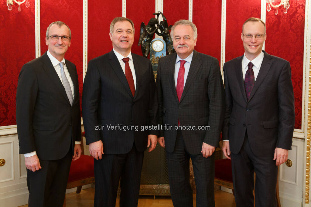 Meinhard Eckl, Walter Ruck, Heinz Wollinger, Alexander Biach : WK Wien stellt Weichen für neues Direktorium: Eckl und Biach an der Spitze : Fotocredit: WKW/Wieser, © Aussender (15.02.2016) 