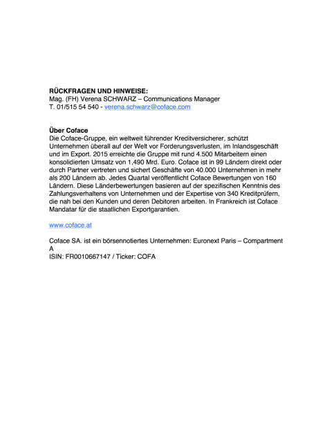Coface Umsatzzahlen, Seite 2/2, komplettes Dokument unter http://boerse-social.com/static/uploads/file_646_coface_umsatzzahlen.pdf (17.02.2016) 