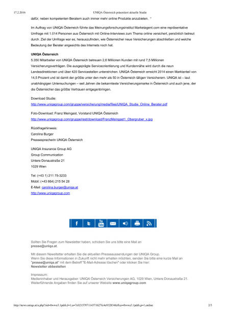 Uniqa Studie: Bedeutung Versicherungsberater im Zeitalter des Internets, Seite 2/3, komplettes Dokument unter http://boerse-social.com/static/uploads/file_648_uniqa_studie_bedeutung_versicherungsberater_im_zeitalter_des_internets.pdf (17.02.2016) 