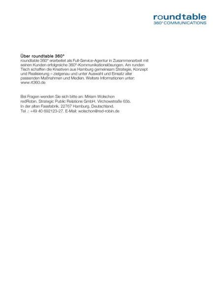 CPO heißt jetzt roundtable 360° - Kommunikationsagentur startet 2016 mit neuem Namen und Erscheinungsbild, Seite 2/2, komplettes Dokument unter http://boerse-social.com/static/uploads/file_655_cpo_heisst_jetzt_roundtable_360_-_kommunikationsagentur_startet_2016_mit_neuem_namen_und_erscheinungsbild.pdf (18.02.2016) 