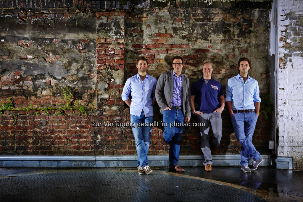 Jakob Hofer, Lukas Kinigadner, Daniel Albertini, David Dengg (Gründer von Anyline) : Anyline: Investorengruppe rund um Gernot Langes-Swarovski investiert 1,5 Millionen Euro : Fotocredit: studio@davidsailer.com, © Aussendung (19.02.2016) 