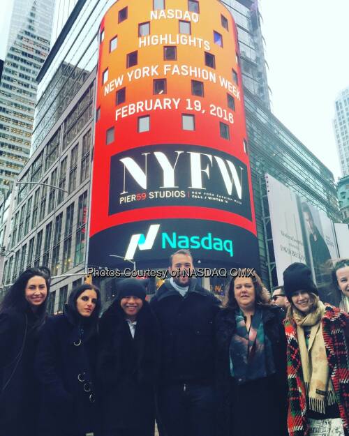 Thanks for coming to ring the #Nasdaq closing bell @pier59studios! #NYFW  Source: http://facebook.com/NASDAQ (21.02.2016) 